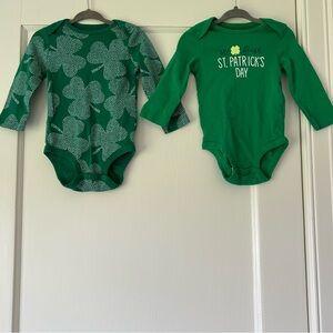 Carter's Baby's First St. Patrick's Day Green Bodysuits Set Irish Shamrock Twins